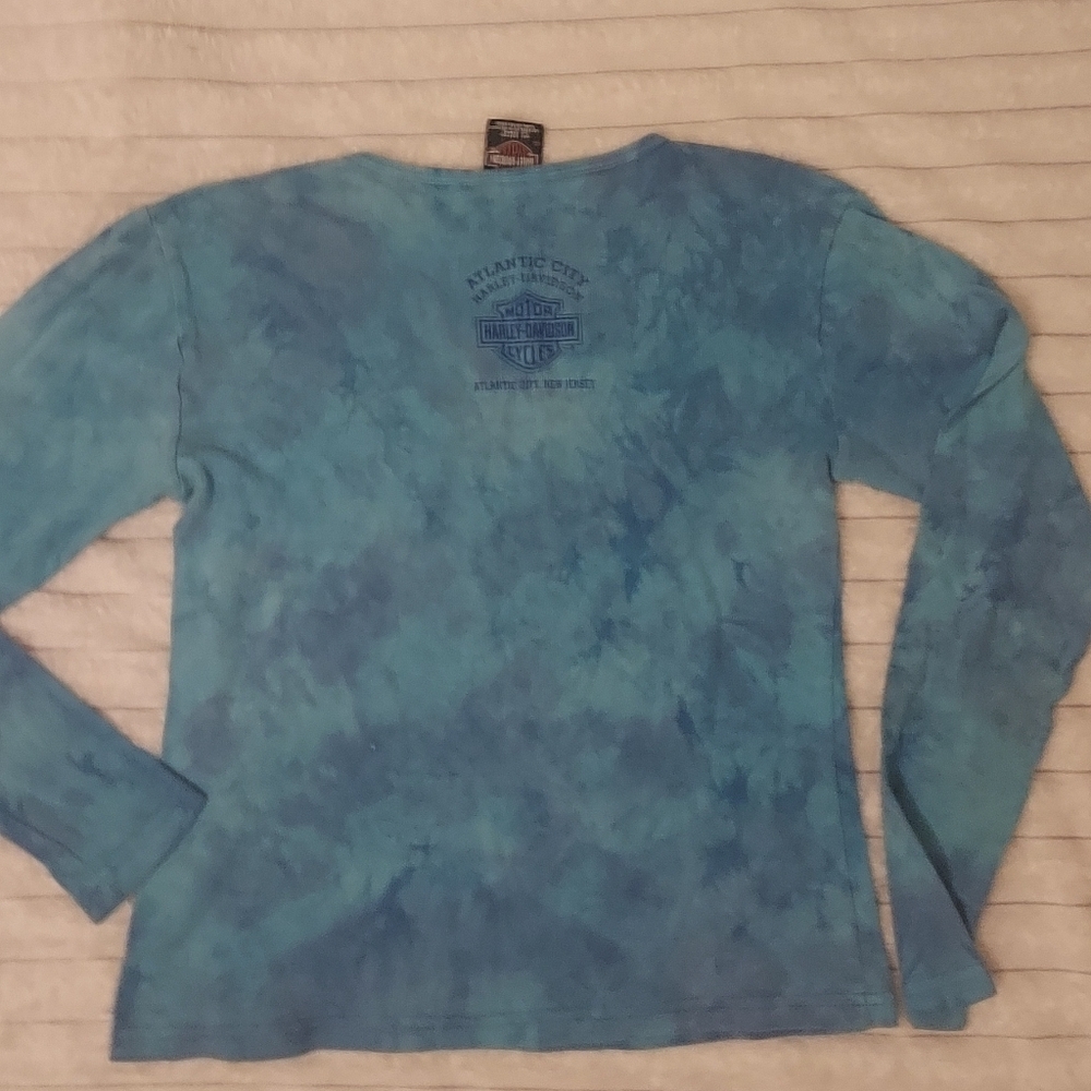 Vintage Harley Davidson Blue Tie Dye Long Sleeve Shirt - Picture 4 of 4